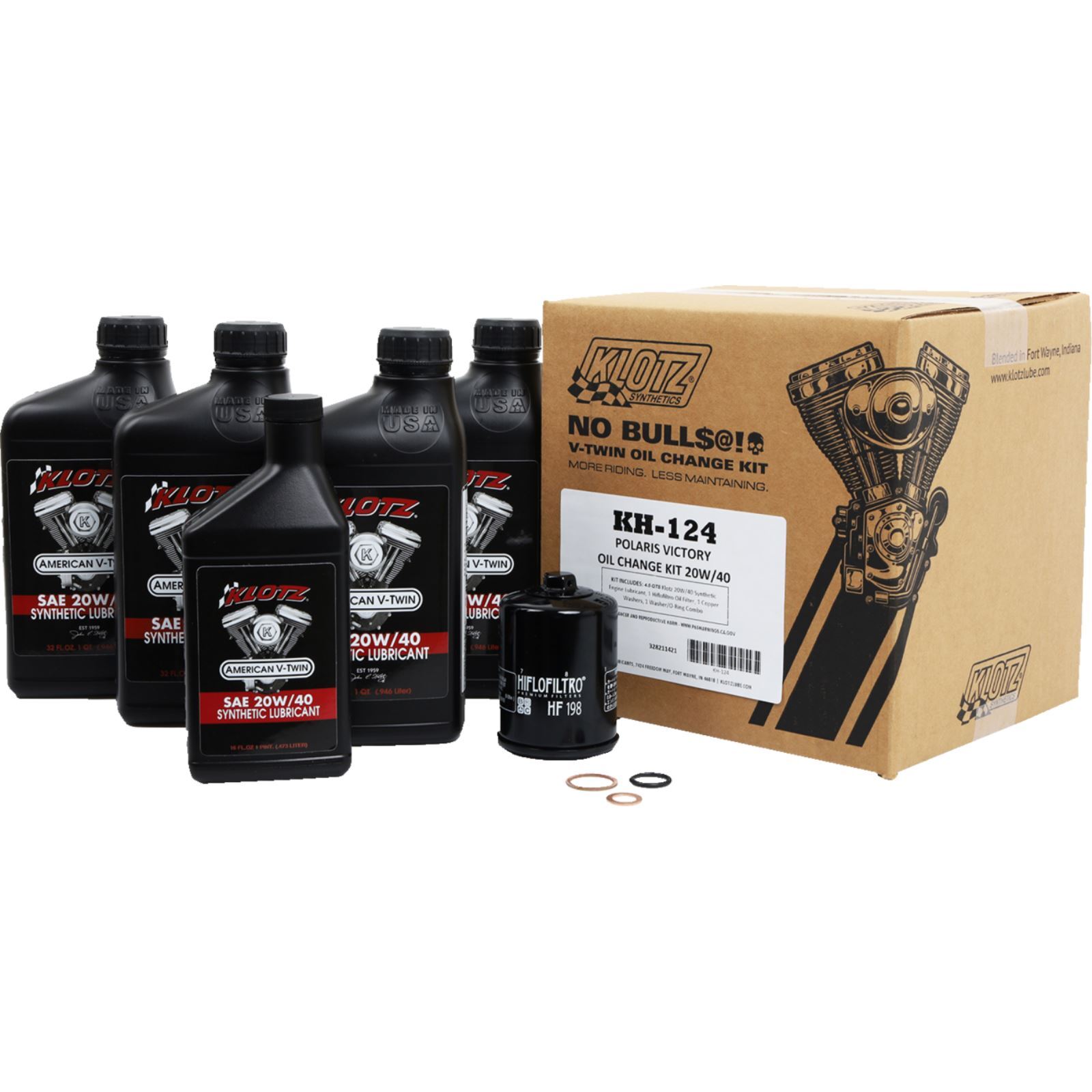 Klotz Oil Change Kit - Fits Polaris and Victory 20W40 KH-124