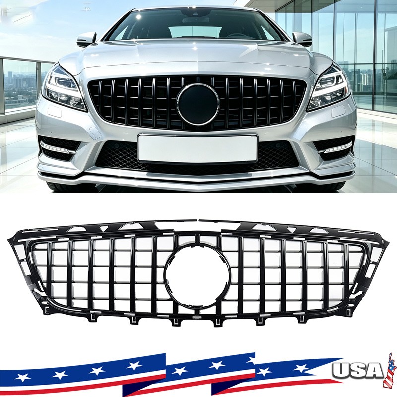 Gloss Black Bumper Upper Grille Fit 2011-2014 Mercedes W218 CLS350 CLS500 CLS550