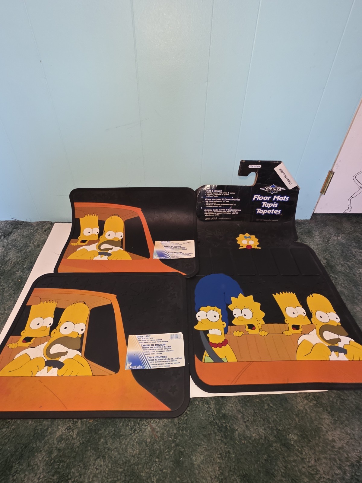 Brand New Never Used 2002 Retro The Simpsons Car Floor Mat Set With Tags. RARE Brand New Never Used 2002 Retro The Simpsons Car Floor Mat Set With Tags. RARE