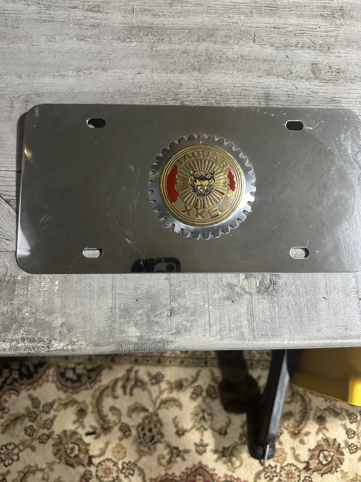 Vintage Jaguar XKE Chrome Enamel Grille Badge License plate Original Rare cars Vintage Jaguar XKE Chrome Enamel Grille Badge License plate Original Rare cars