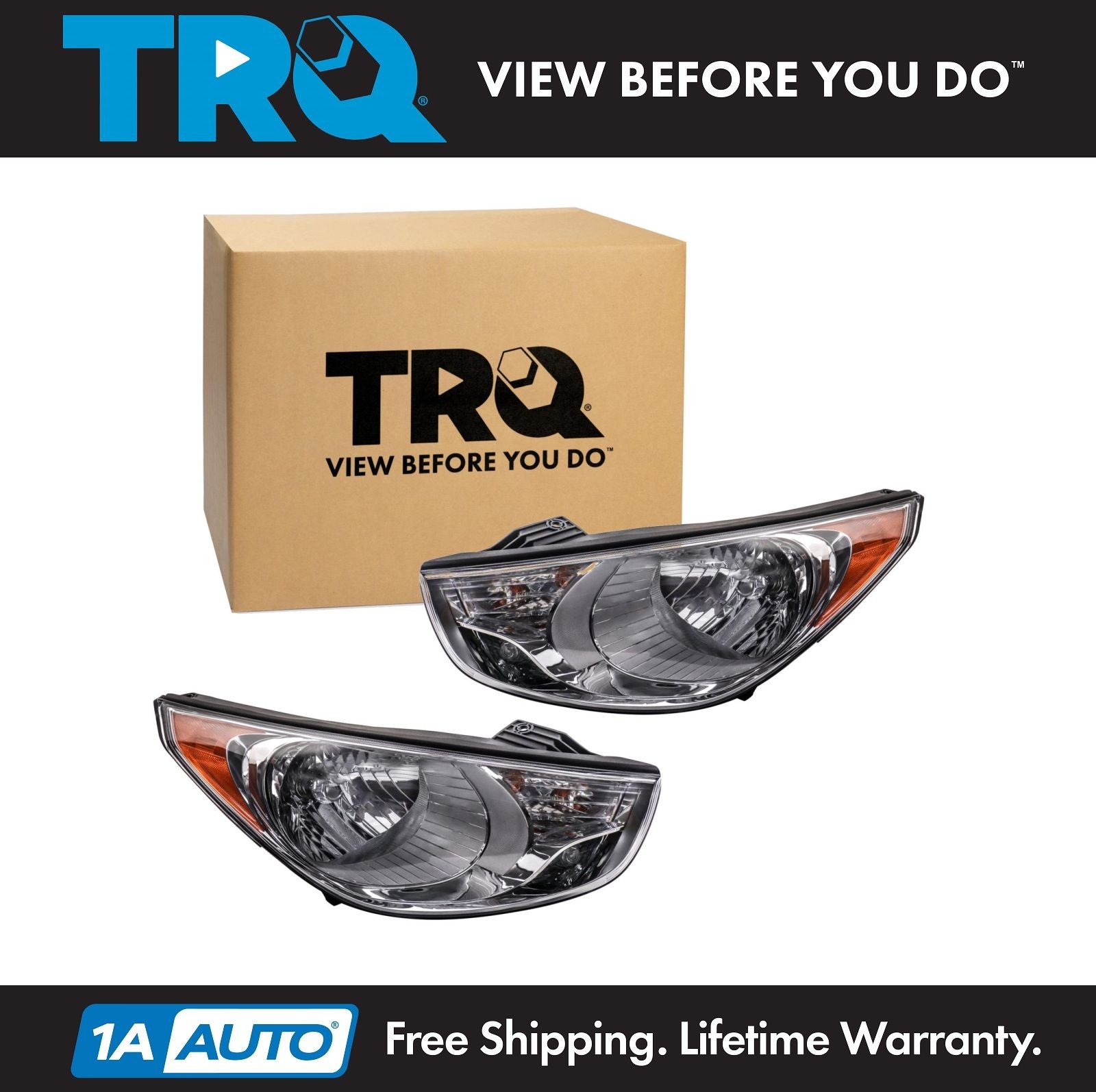 TRQ Headlight Assembly Set Driver & Passenger Side Fits 2010-2013 Hyundai Tucson