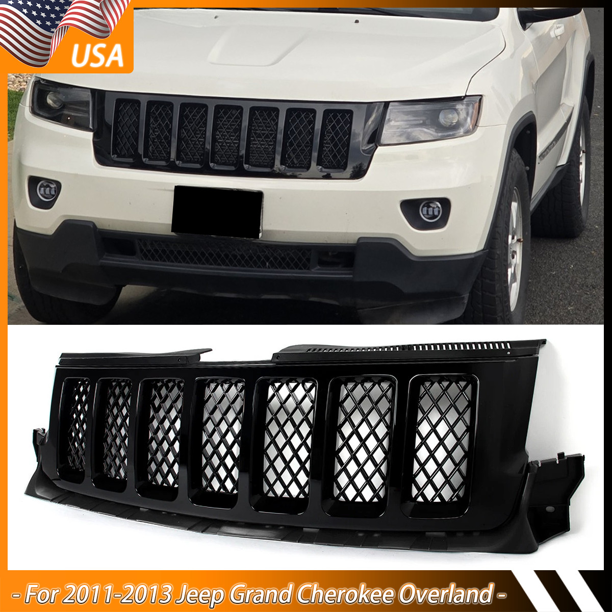 For 2011-2013 Jeep Grand Cherokee Overland Gloss Black Front Grille Assembly New For 2011-2013 Jeep Grand Cherokee Overland Gloss Black Front Grille Assembly New