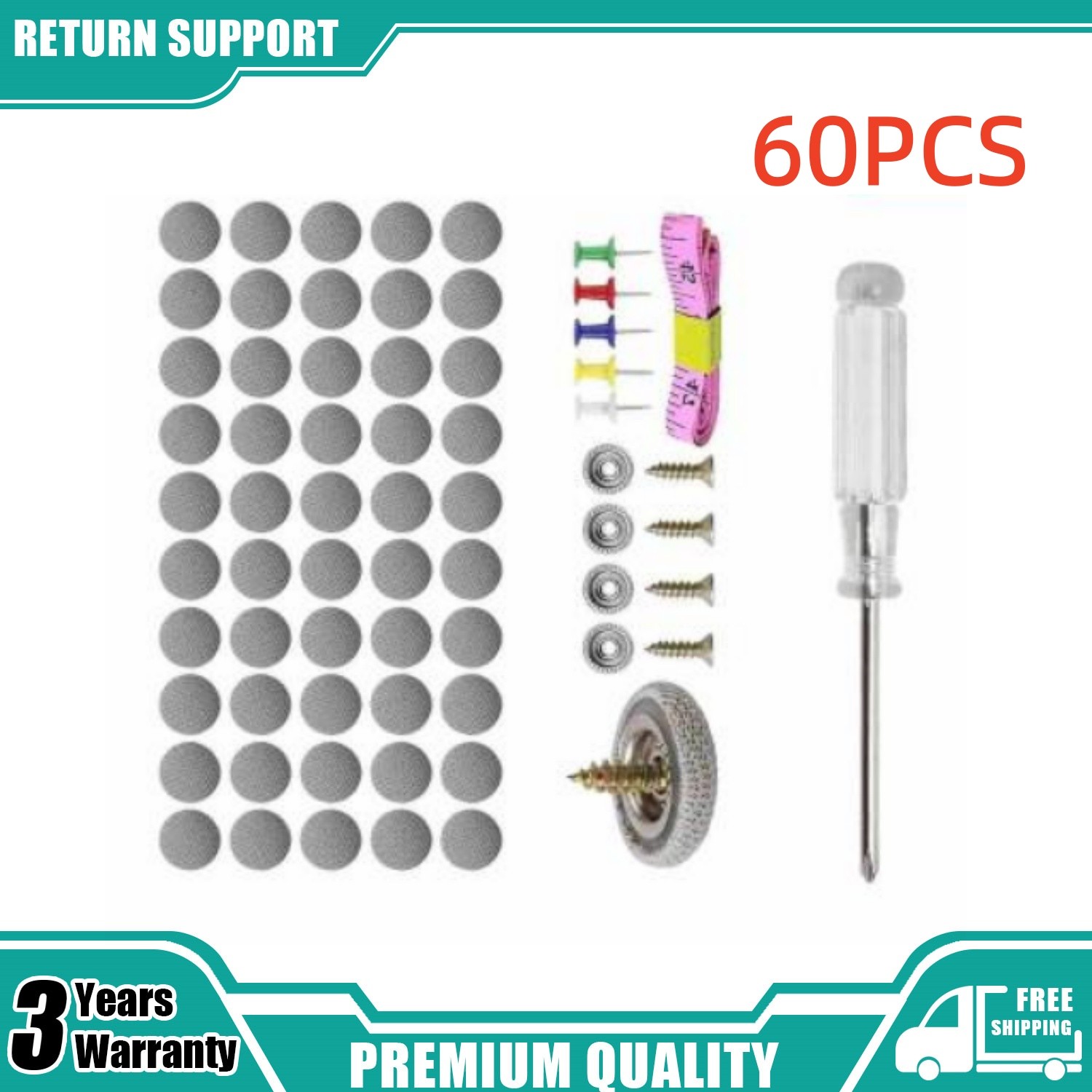 60PCS Repair Buckle Sagging Headliner Pins Rivet Snap Car Roof Liner Ceiling Kit