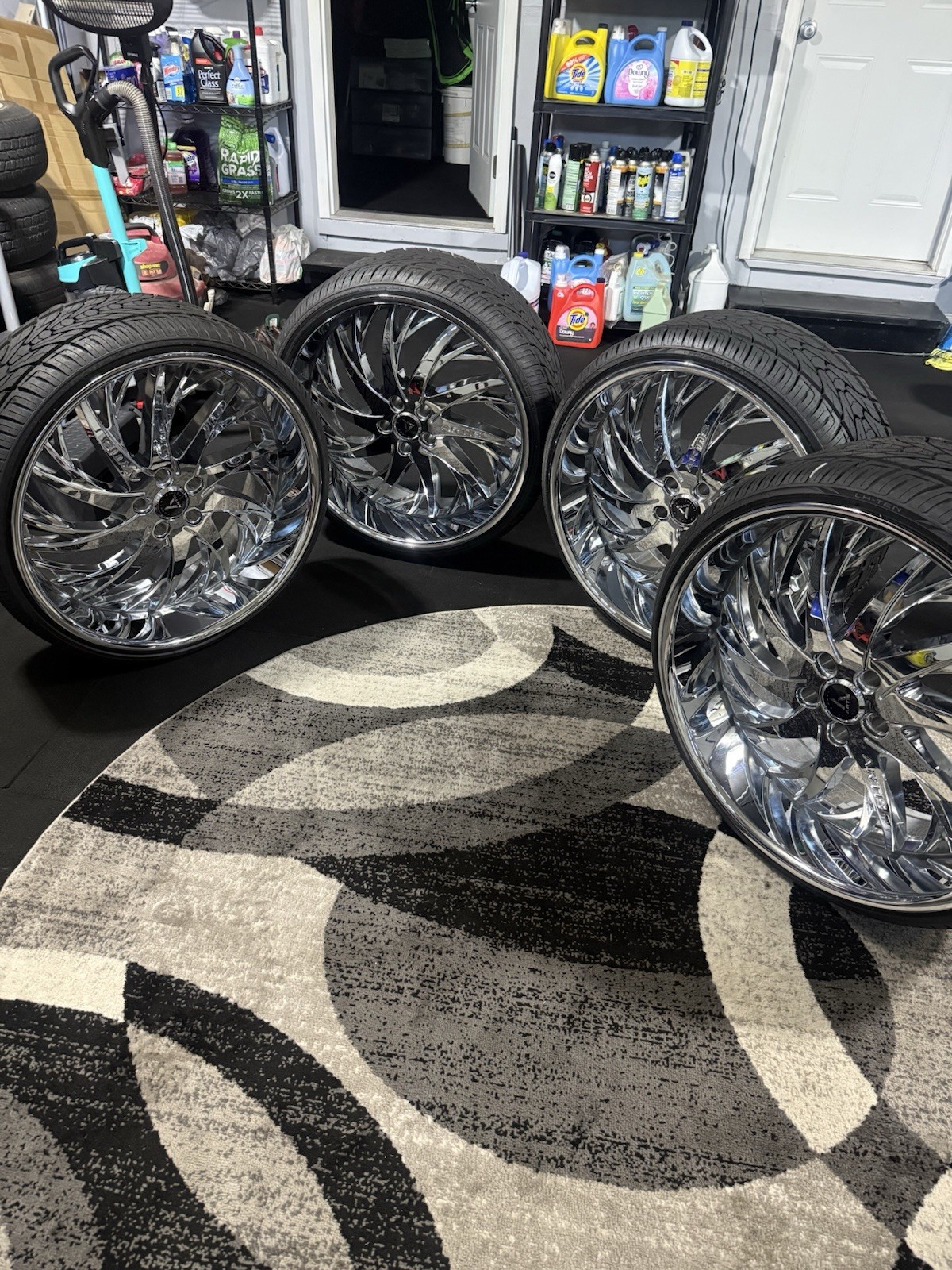 24x10 Artis Wheels Decatur Chrome Rims and Tires 5x127