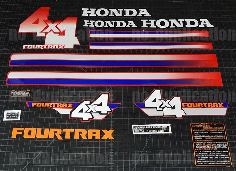 1986 86\'  TRX Quad 350 4x4 Fourtrax ATV 15pc Decals Stickers Graphics Kit 