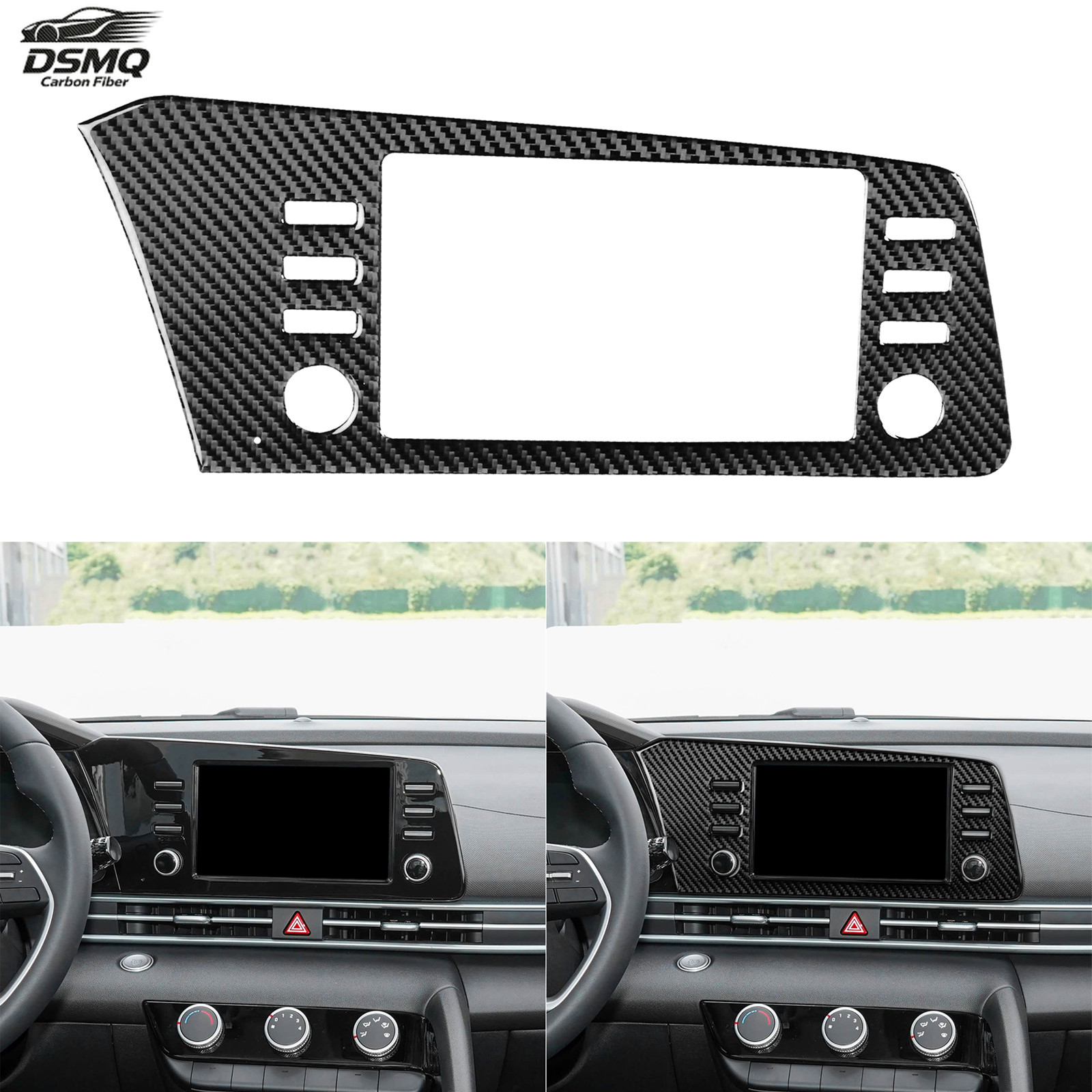Soft Real Carbon Fiber For Hyundai Elantra 21-26 Navigation Display Panel Cover