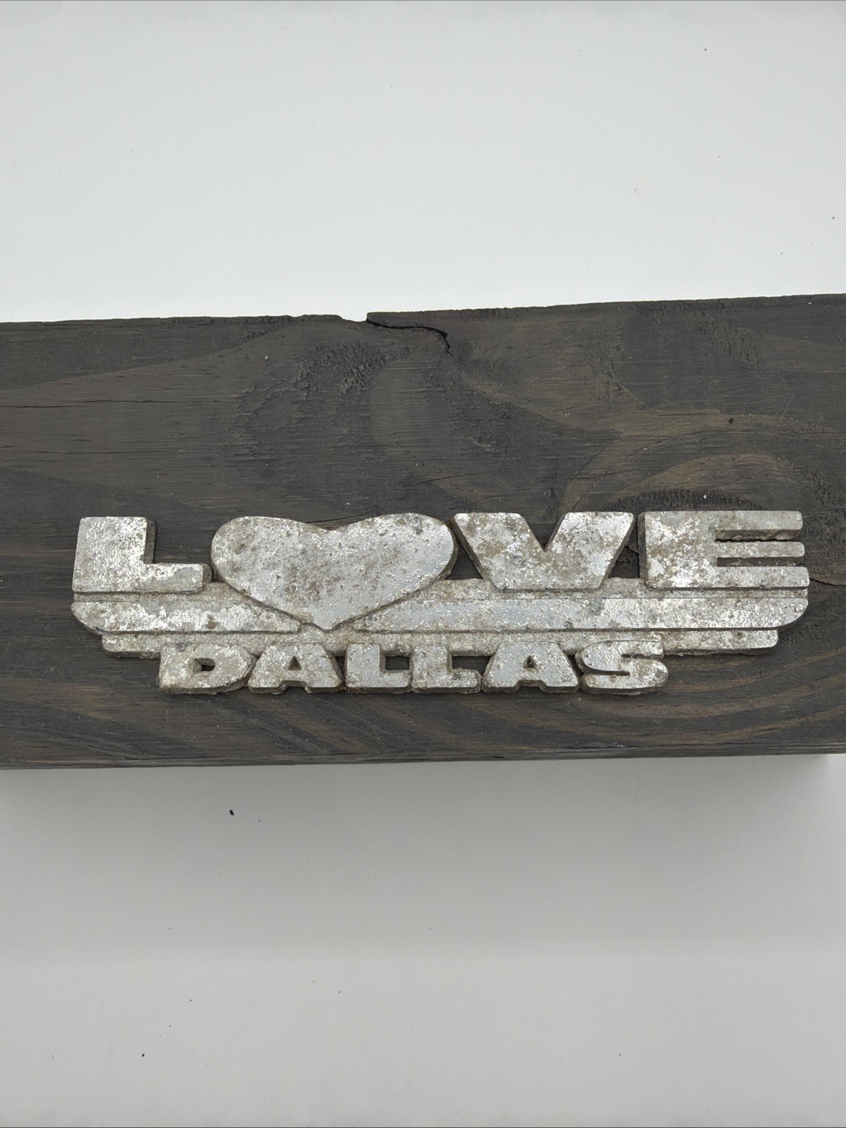 VTG Love Ford Dallas Texas Metal Dealership Badge Emblem Tag Trunk Gas Oil TX