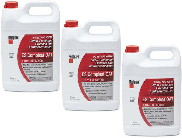 Fleetguard CC36077 Coolant Antifreze Red 50/50 ES Compleat OAT (3 Gallons Pack) Fleetguard CC36077 Coolant Antifreze Red 50/50 ES Compleat OAT (3 Gallons Pack)