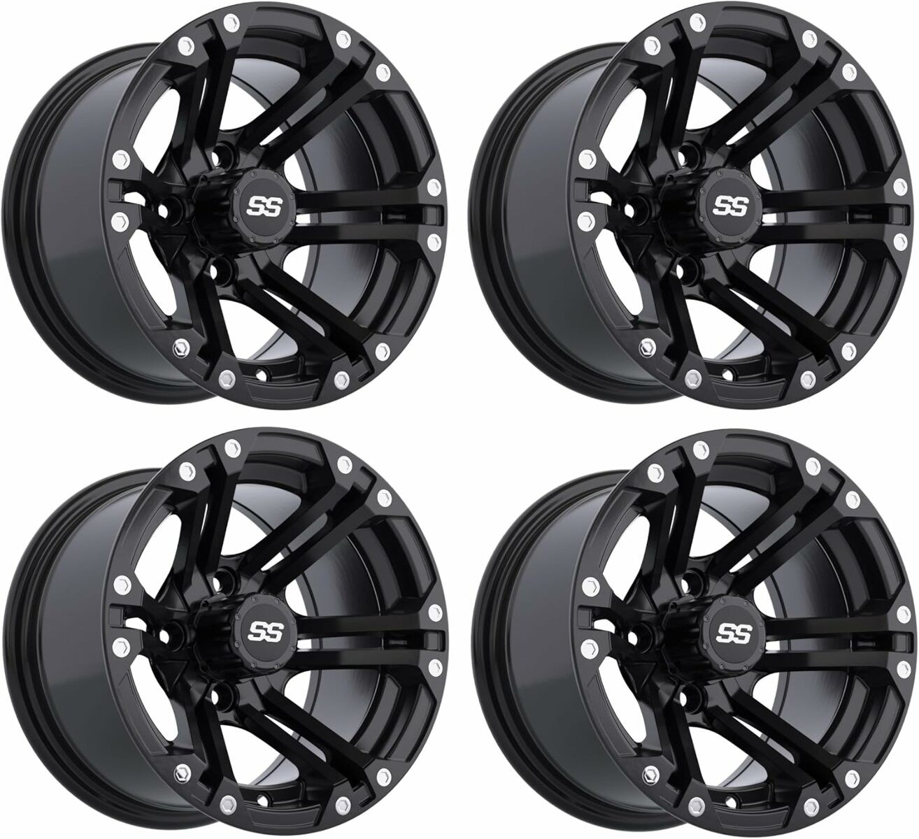 GTW Specter 12 inch Matte Black Aluminum Golf Cart Wheel | 3:4 Offset | Set of 4
