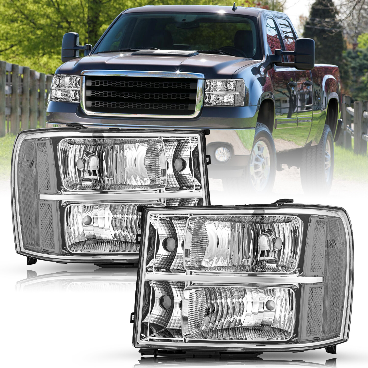 For 2007-2013 GMC Sierra 1500 2500HD 3500HD Clear FACTORY Headlights LH+RH 07-13 For 2007-2013 GMC Sierra 1500 2500HD 3500HD Clear FACTORY Headlights LH+RH 07-13