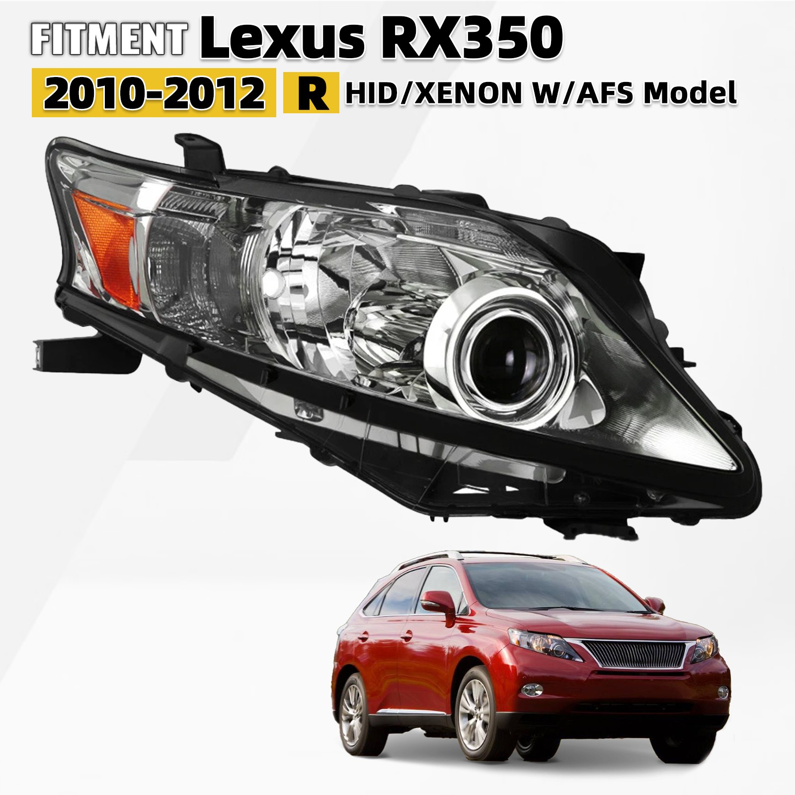 For 2010-2012 Lexus RX350 HID/Xenon Headlight w/AFS Chrome Passenger 81110-0E061