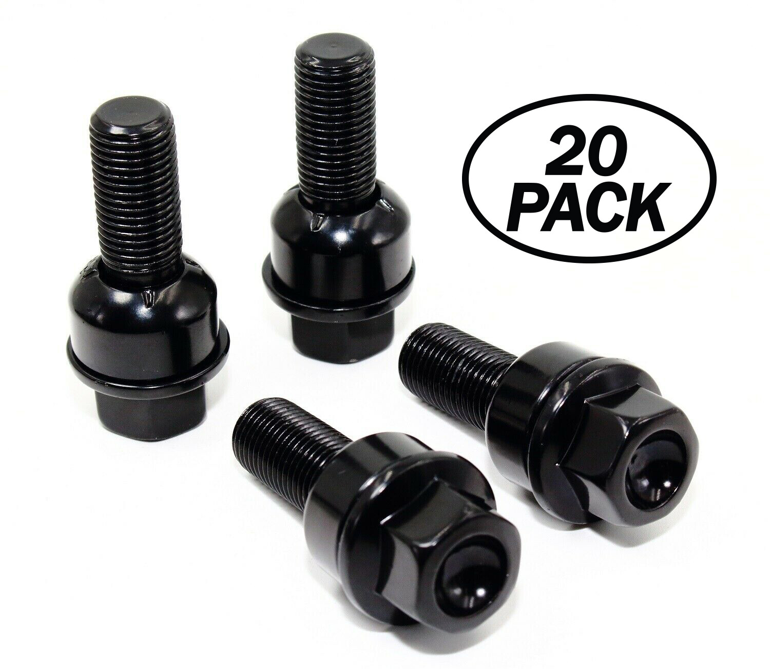20 14x1.5 R14 Veritek Black Washer Lug Bolts Ball Seat for Porsche Factory 19mm 20 14x1.5 R14 Veritek Black Washer Lug Bolts Ball Seat for Porsche Factory 19mm