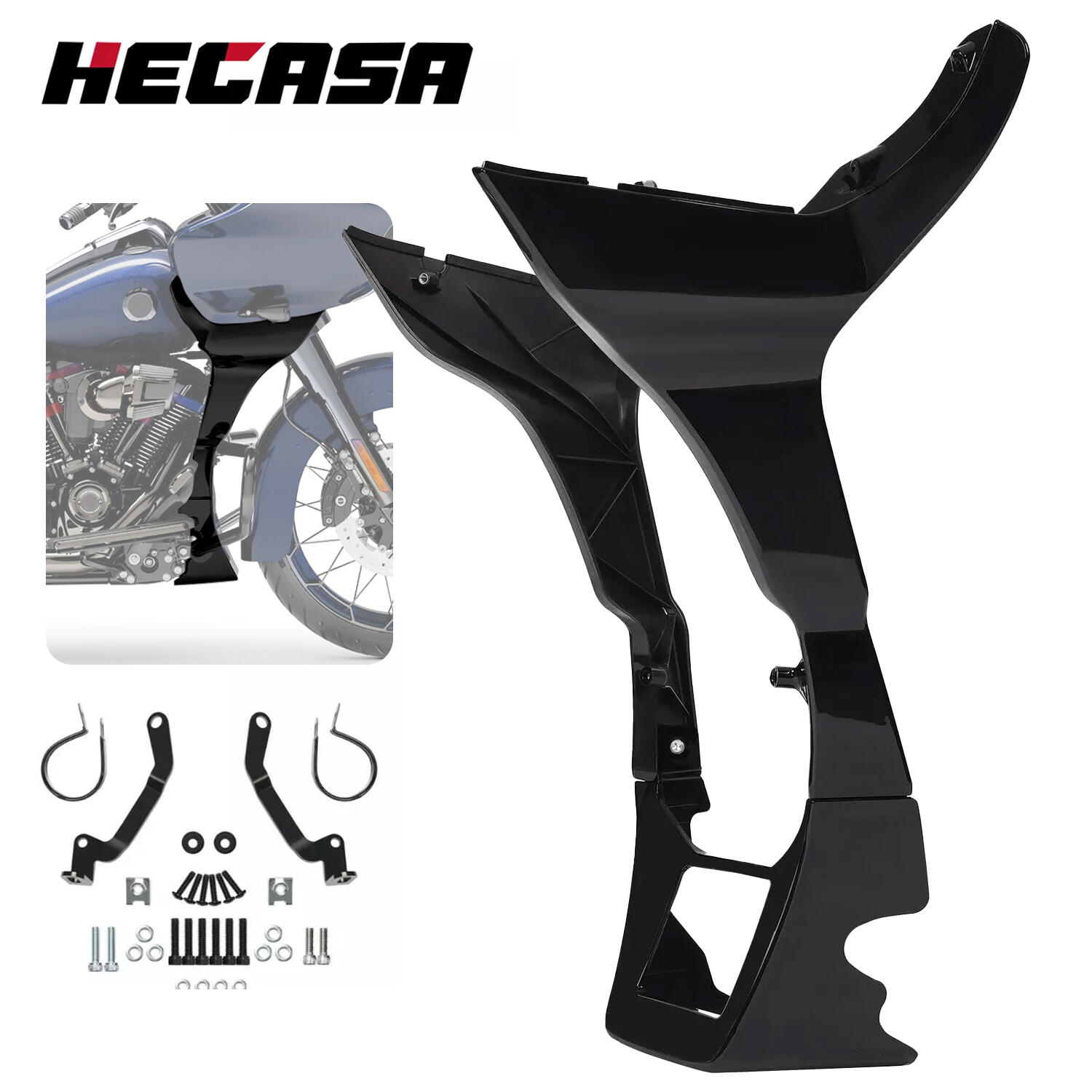 Vivid Black Fairing Chin Spoilers Cover For Harley Road Glide FLTRX FLTRXS 17-23 Vivid Black Fairing Chin Spoilers Cover For Harley Road Glide FLTRX FLTRXS 17-23