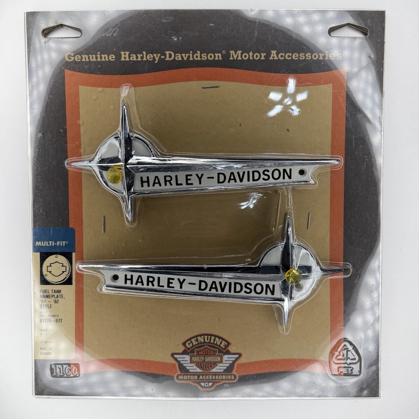 GENUINE 1961-62 Harley-Davidson Panhead Gas Tank Emblems & Mounts 61776-61T OEM GENUINE 1961-62 Harley-Davidson Panhead Gas Tank Emblems & Mounts 61776-61T OEM