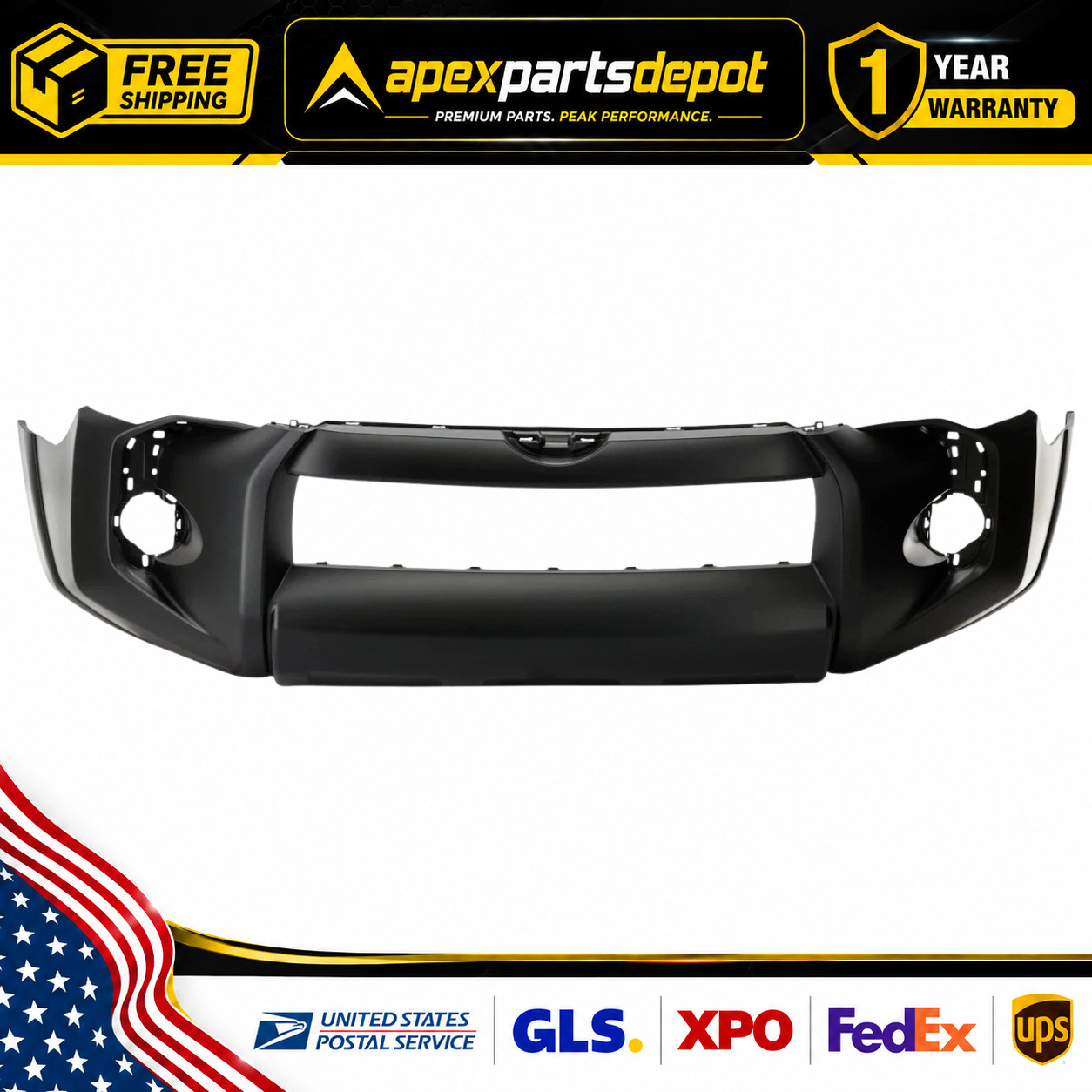 Front Bumper Cover Primed Plastic For 2014-2024 Toyota 4Runner SR5 With Emblem