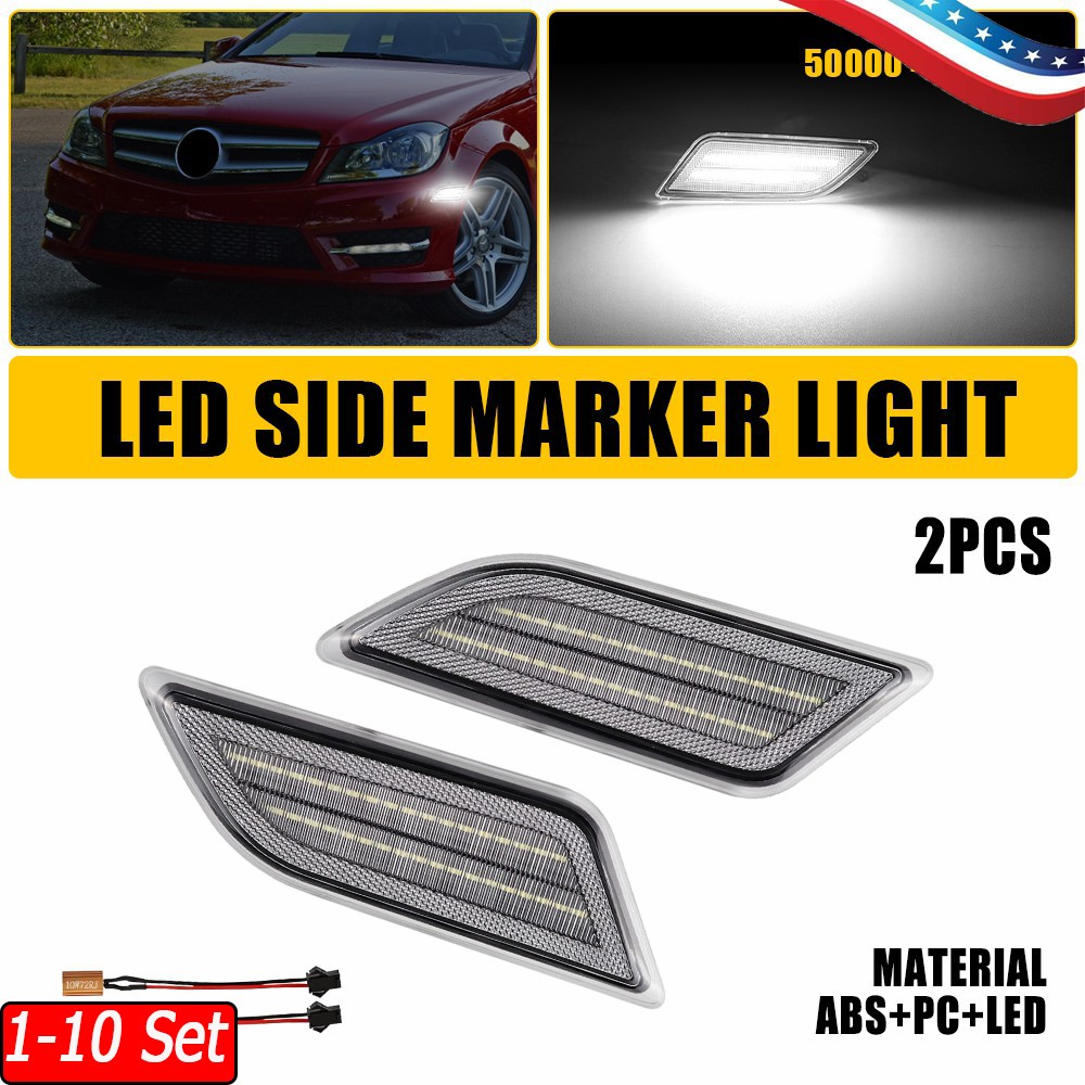 1-10x DOT SAE Approved White LED Side Marker For 12-14 Benz C300 & C350 US Sedan