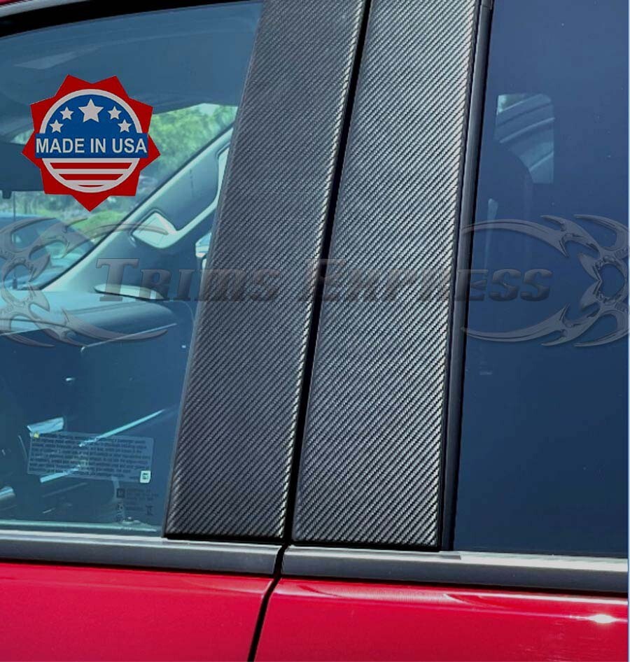 fit:2018-2026 VW/Volkswagen Atlas 8Pc Pillar Post Trim Carbon Fiber Black Cover