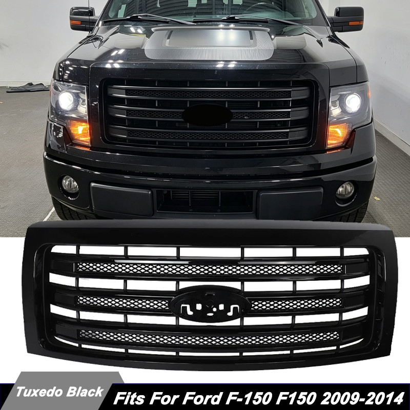 Painted UH Tuxedo Black Front Bumper Grille Grill For 2009-2014 Ford F-150 F150 