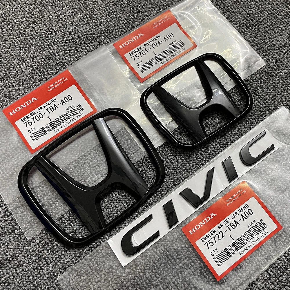 🌟3PCS Glossy Black Front Rear H Badge Emblem Fits 2016-2021 Honda Civic Sedan