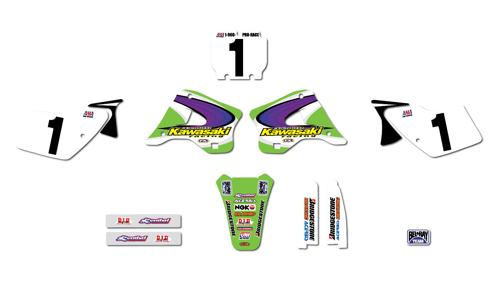 1994-1998 KAWASAKI KX125 KX250 Graphic Kit Jeff Emig Replica Decal Sticker 21mil 1994-1998 KAWASAKI KX125 KX250 Graphic Kit Jeff Emig Replica Decal Sticker 21mil