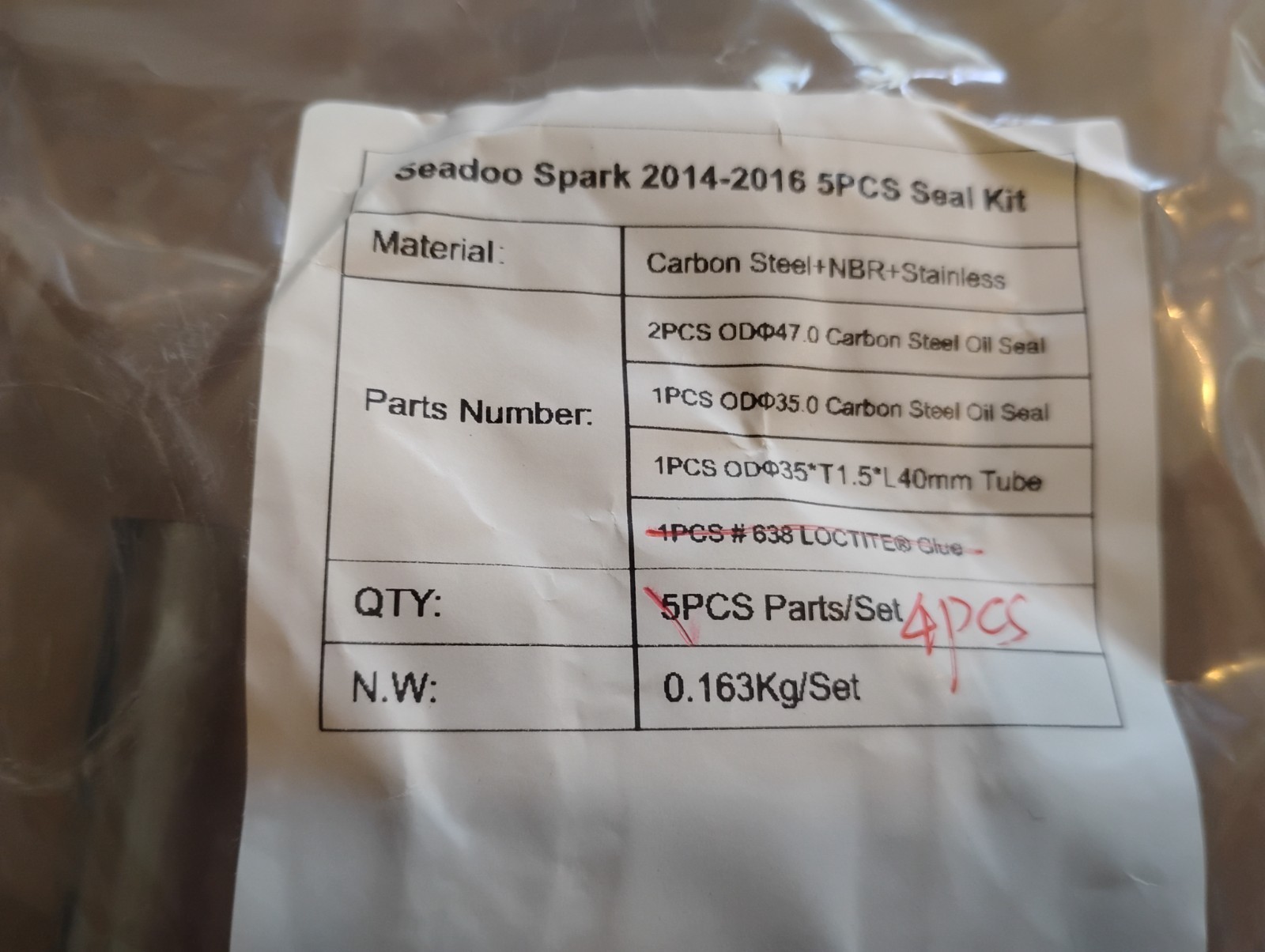 SeaDoo Spark 2014 to 2016 Kit to repair output shaft sleeve 🚤⛵ usa watercraft💧