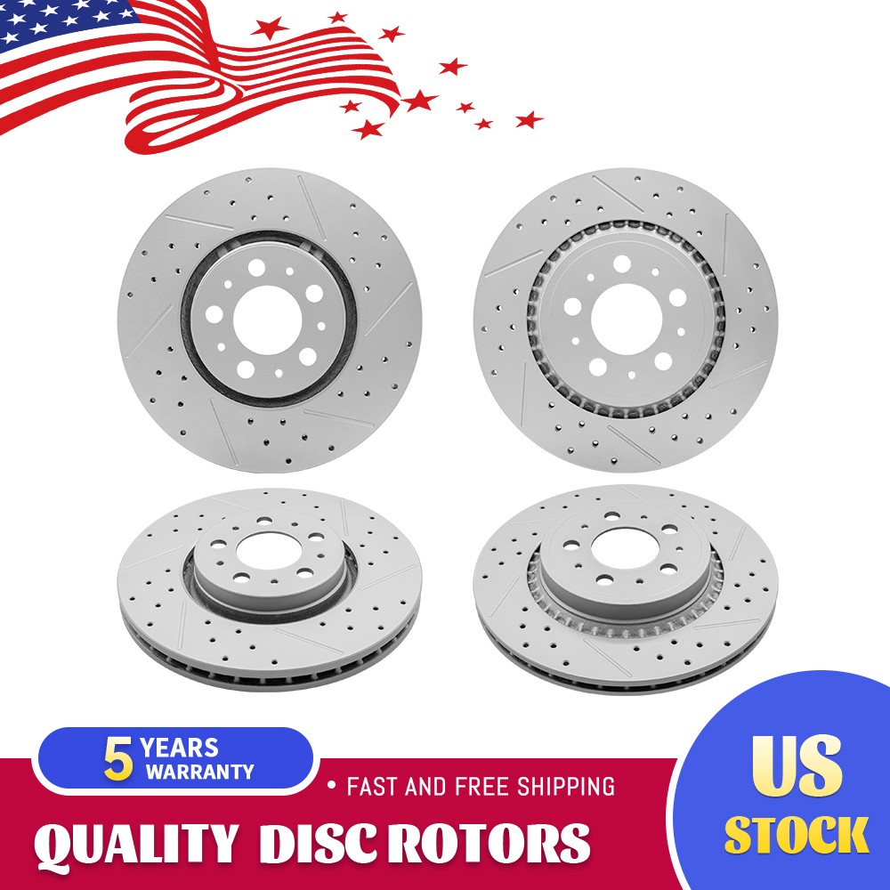 Front And Rear Drilled Disc Rotors Set for 2003 - 2012 2013 2014 Volvo XC90