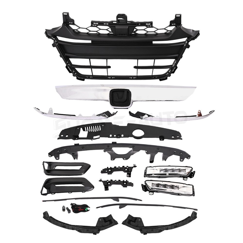 16PC For Accord 2018-20 Chrome Grille Molding Fog light Bumper Headlight Bracket
