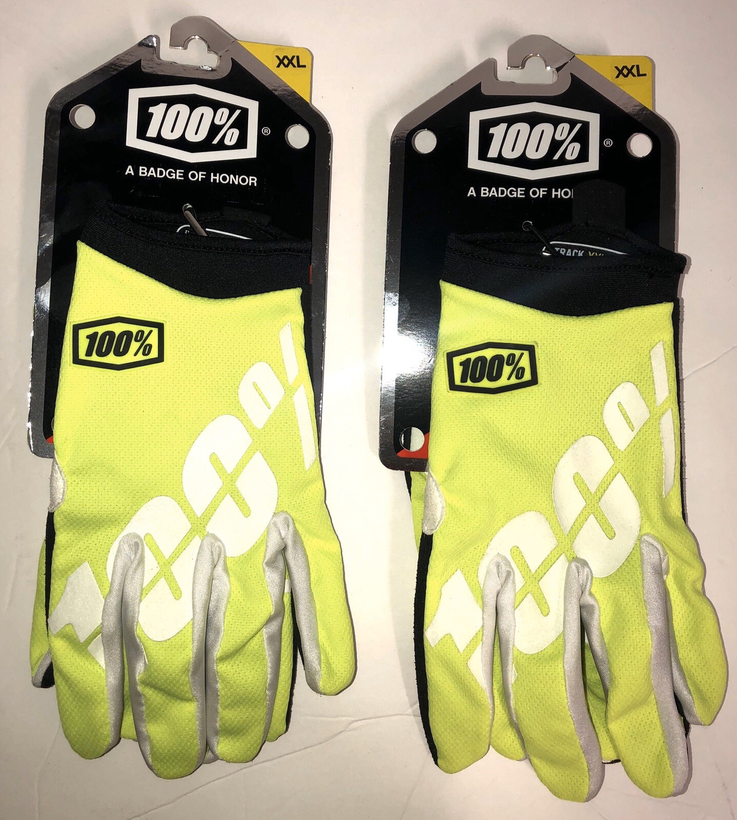 TWO Pairs Of 100%  Brand Itrac Gloves Adult XXL Yellow New ATV MX UTV Dirt bike