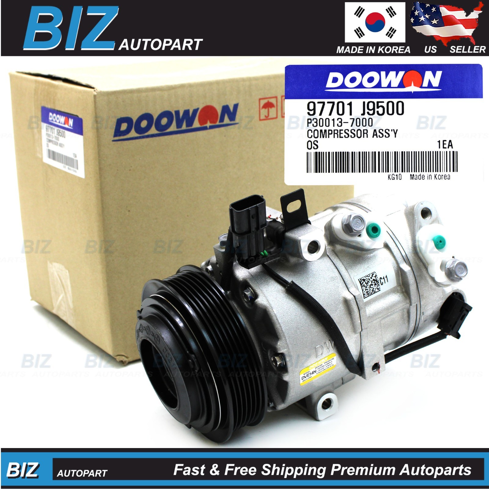 OEM DOOWON A/C Compressor for 2022-2025 Hyundai Kona Seltos 1.6L 97701-J9500