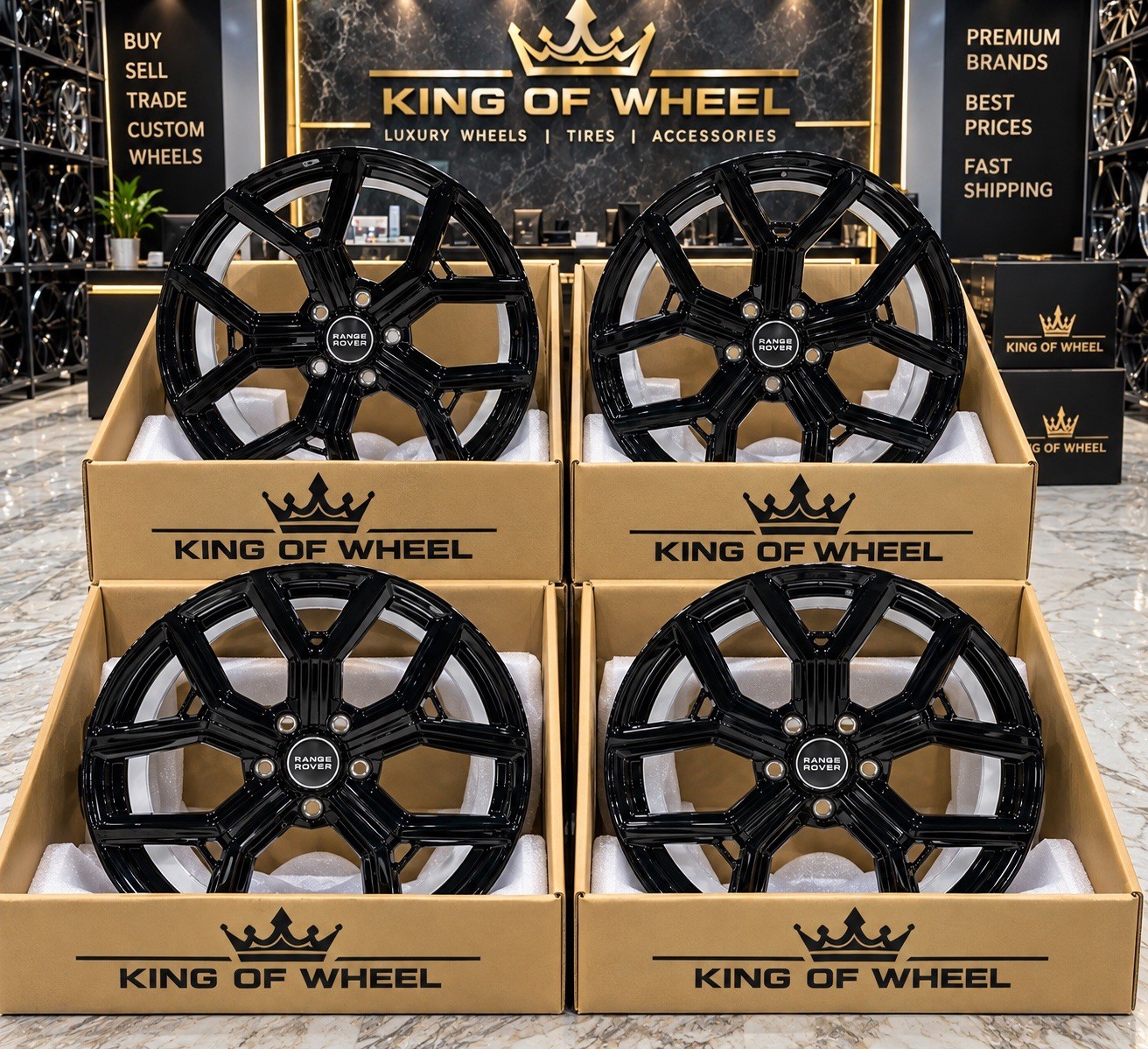 22x9.5 Range Rover Sport HSE 5x120 +45 Set Of 4 Gloss Black Set Of 4