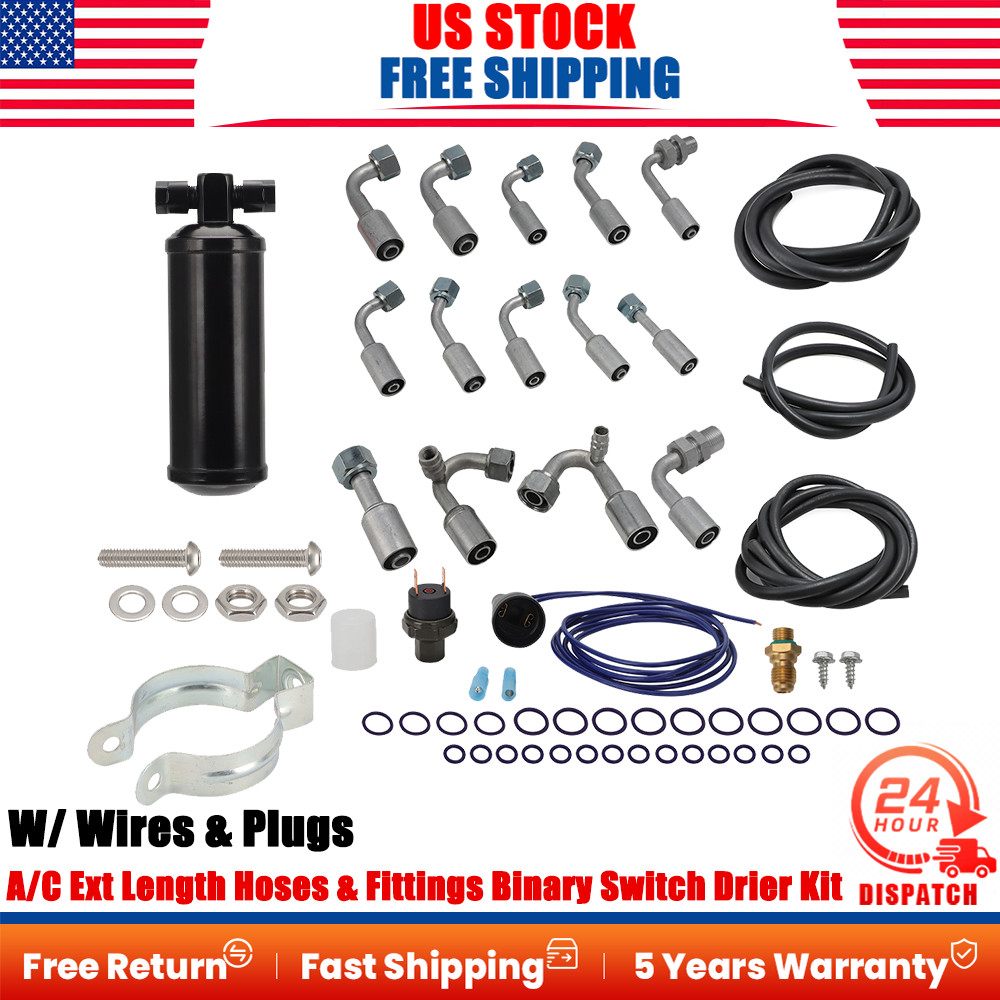 1 Set A/C Ext Length Reduced Barrier Hoses & Fittings Binary Switch Drier Kit US