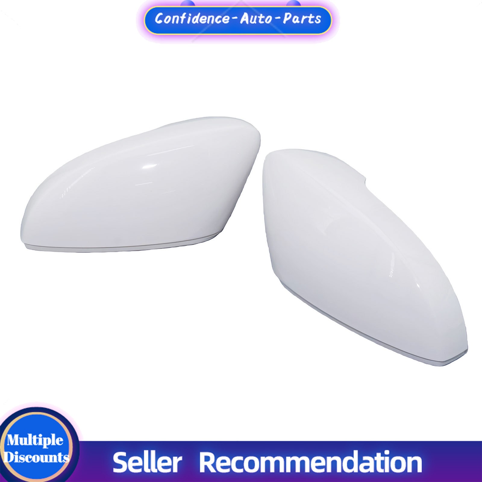 2pcs White Painted Side Mirror Cover For 2011-2018 VW Jetta Sedan Left & Right