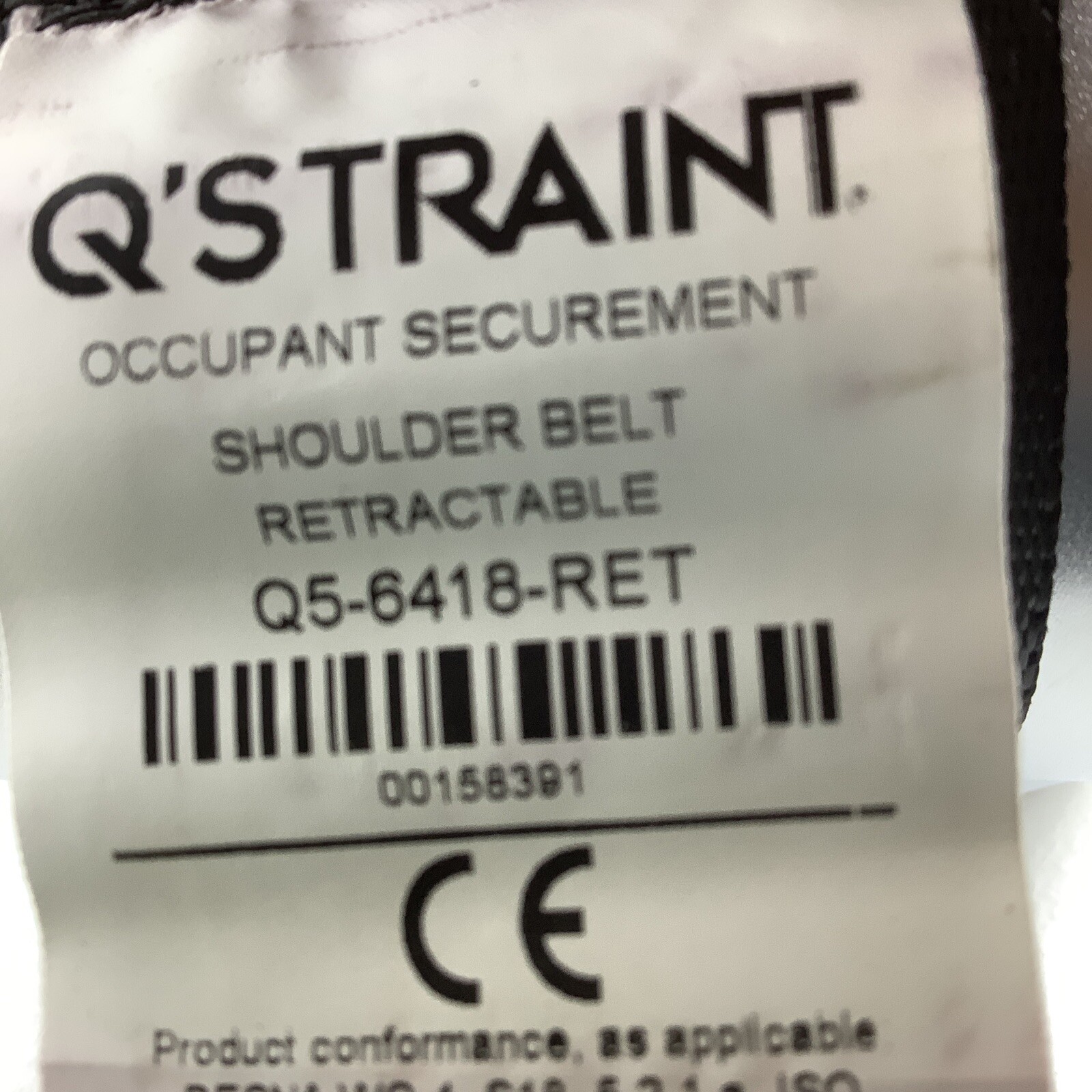 Q' STRAINT RETRACTABLE SHOULDER BELT PART NO: Q5-6418-RET