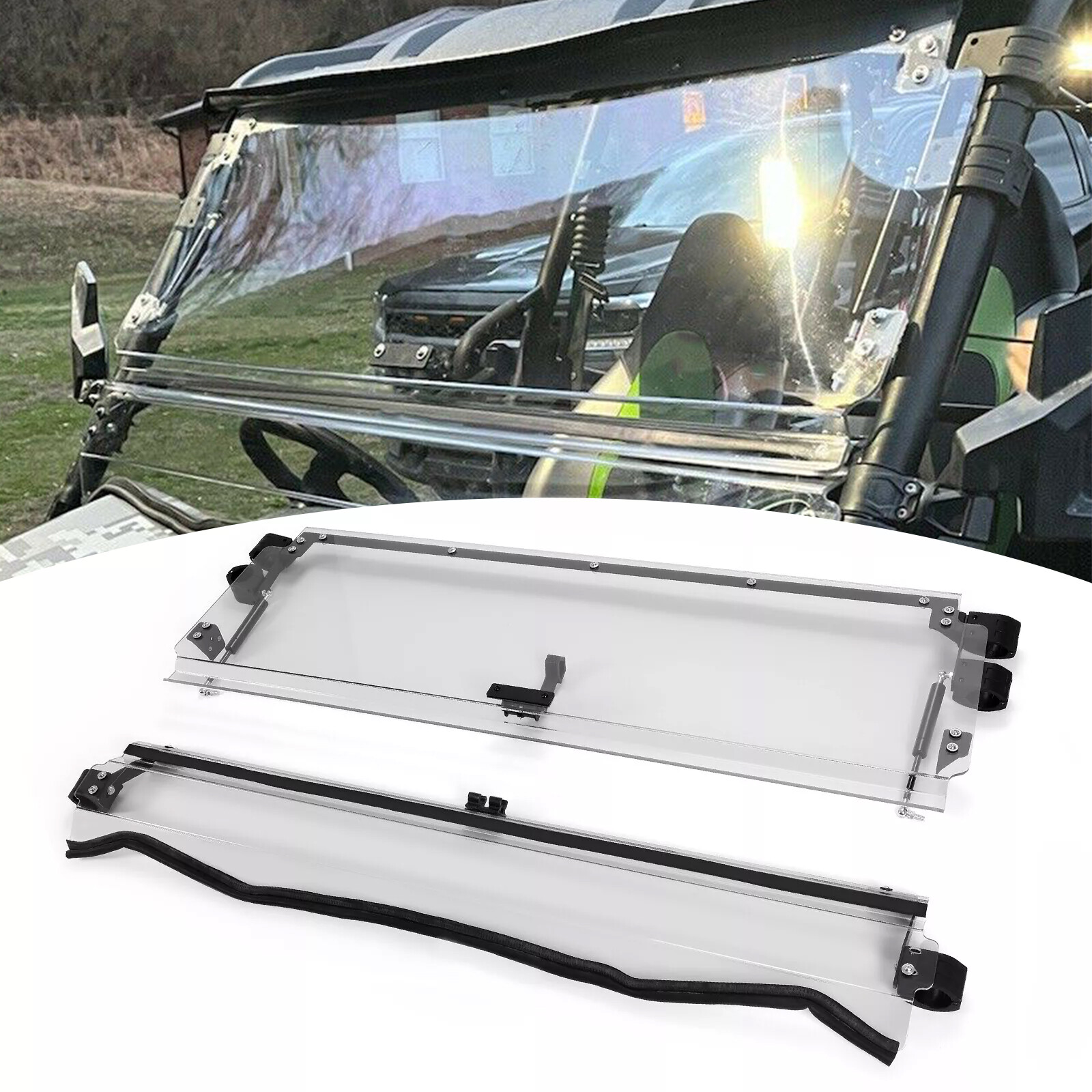Scratch Resistant Clear Flip Windshield For Kawasaki Teryx 800 /4 /S 2016+/2021+ Scratch Resistant Clear Flip Windshield For Kawasaki Teryx 800 /4 /S 2016+/2021+