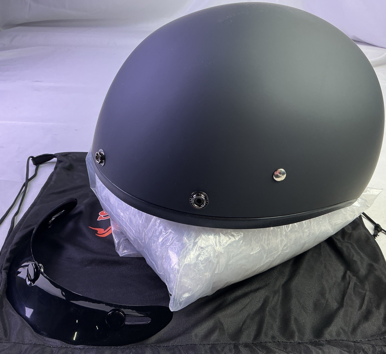 Daytona Unisex D.O.T. Skull Cap Half Face Helmet-Dull Black-Size: L
