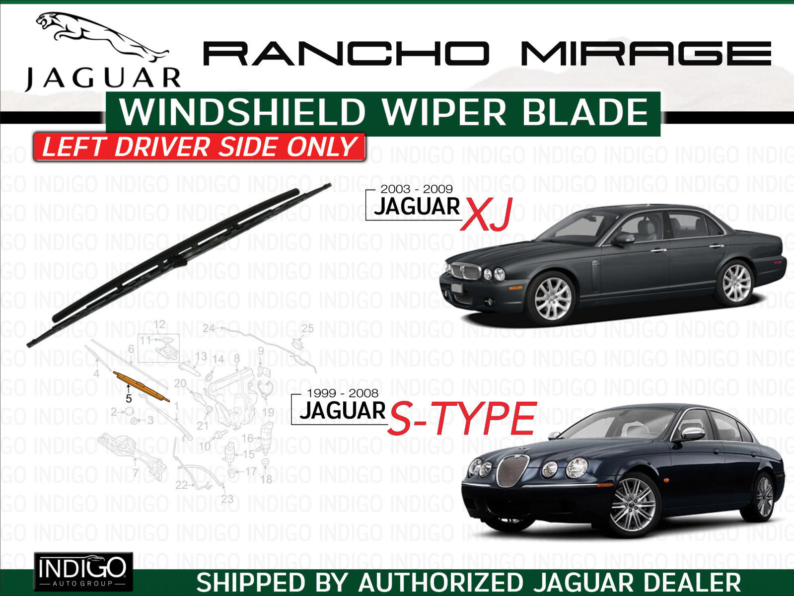 JAGUAR OEM 04-08 S-Type Wiper Blade 04-09 XJ XR858033 Left Driver's Side