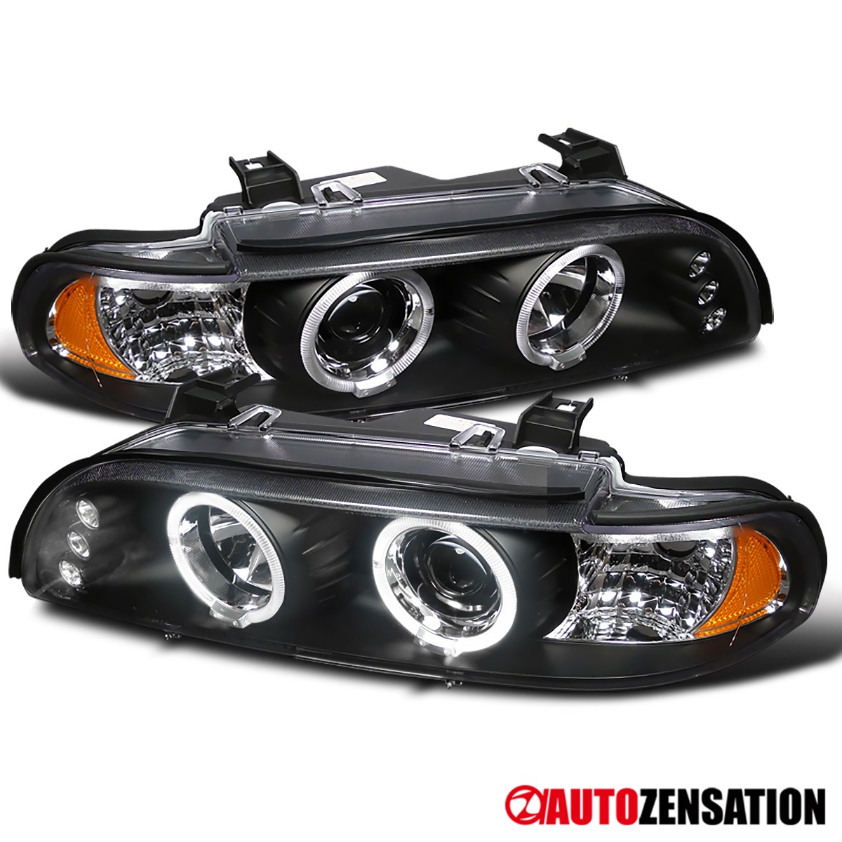 Fit 1996-2003 BMW E395-Series Black LED Halo Projector Head Lights Left+Right