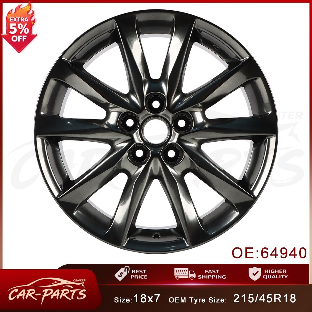 New 18X7 Inch Aluminum Wheel For Mazda 3 2017-2018 Dark Hyper BLACK Rim