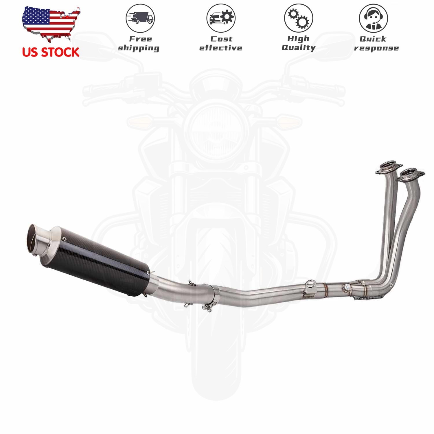 Full System Carbon Exhaust Tips Header Pipe For Honda Transalp 750 XL750 23-25