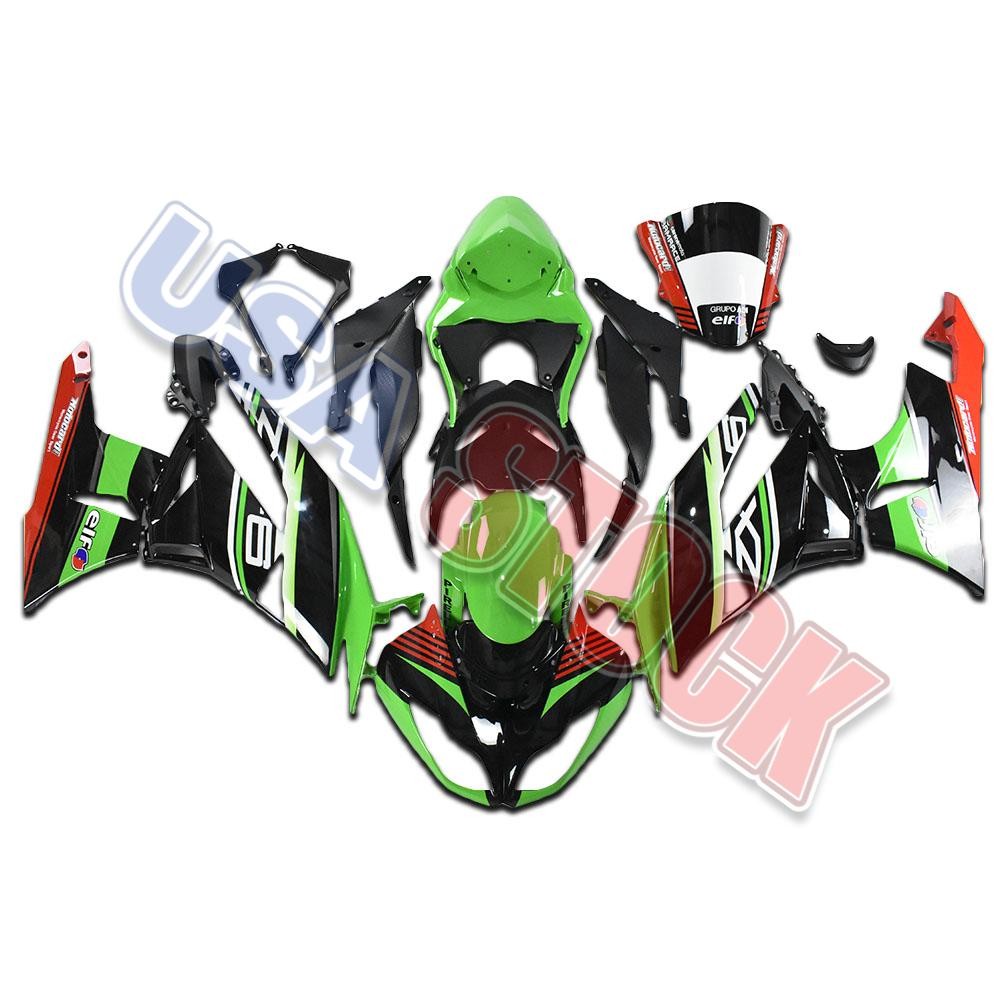 FFK Injection Green Black ABS Fairing Fit for Kawasaki 2009-2012 ZX6R 636 a059