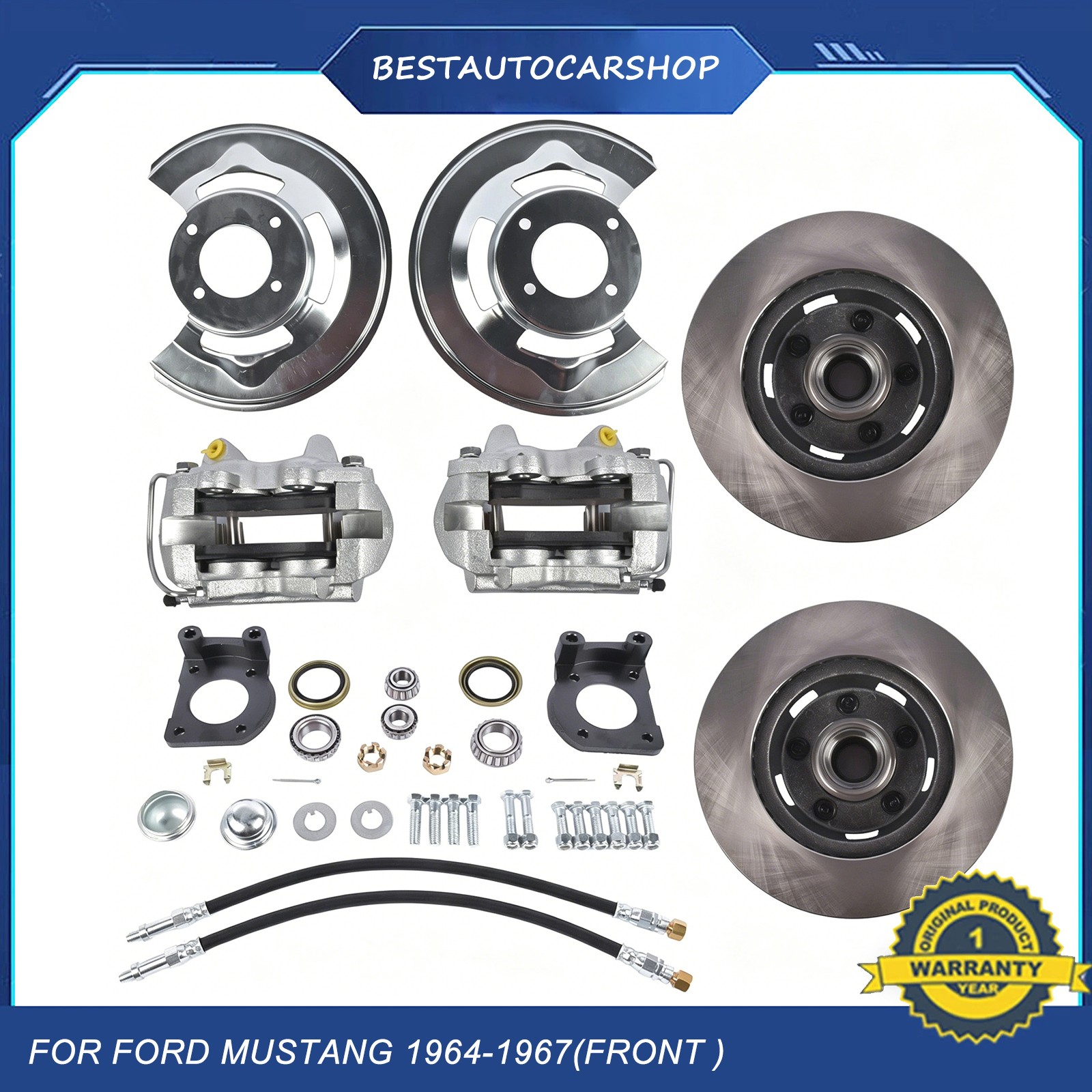 Fit For 1964-1967 Ford Mustang 4 Piston V-8 Front Disc Brake Conversion Kit New