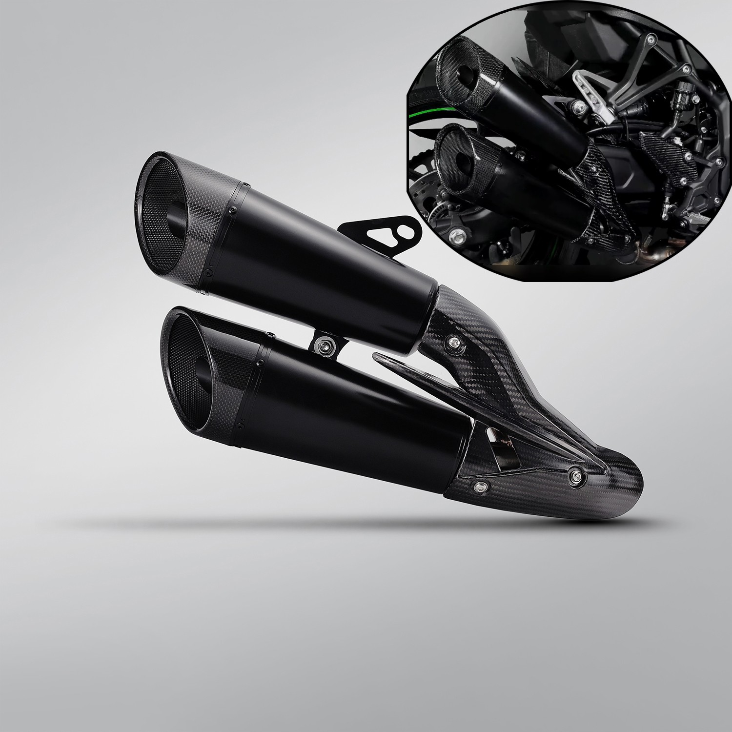 ZX4R 2023-2026 for Kawasaki Ninja ZX4RR ZX25R Slip On Exhaust Black Muffler Tips
