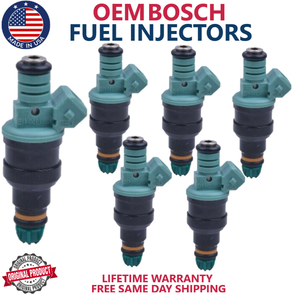 OEM BOSCH NEW x6 Fuel Injectors For 1991-1995 BMW 525i 2.5L I6 #0280150415