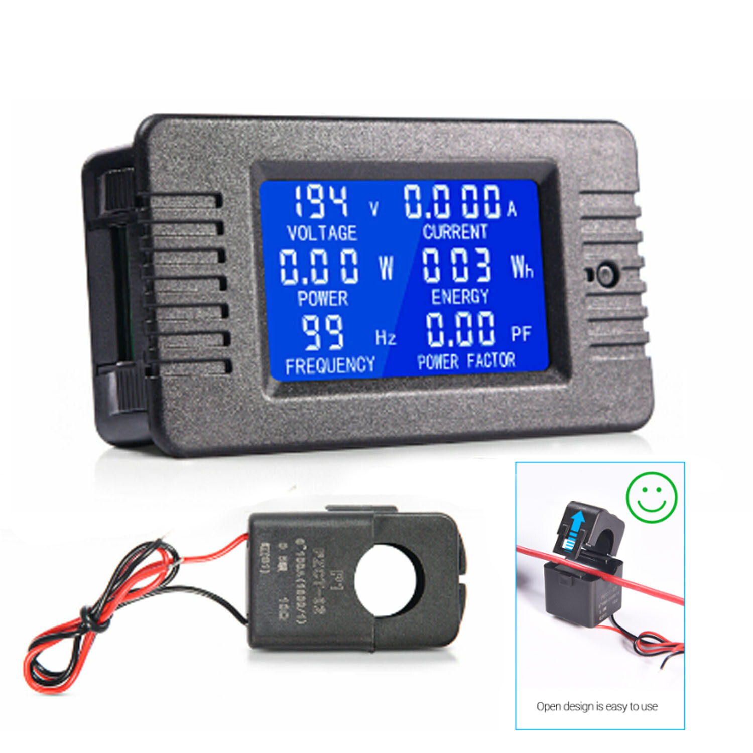 100Amp 0-260v AC Multimeter LCD Display VoltMeter Ammeter Energy Power Panel Box