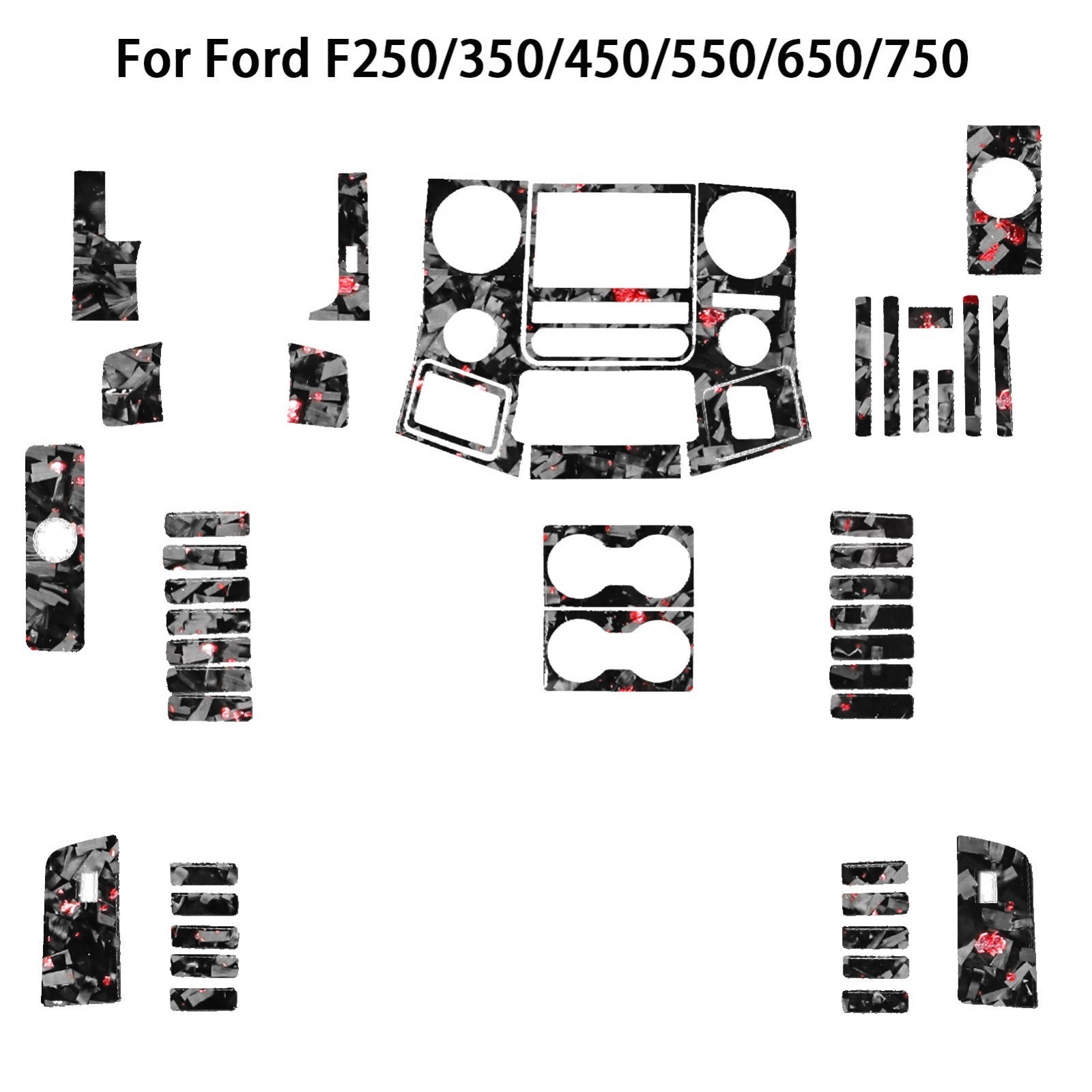 55x Red forged carbon fibre full interior kit for Ford F250/350/450/550/650/750