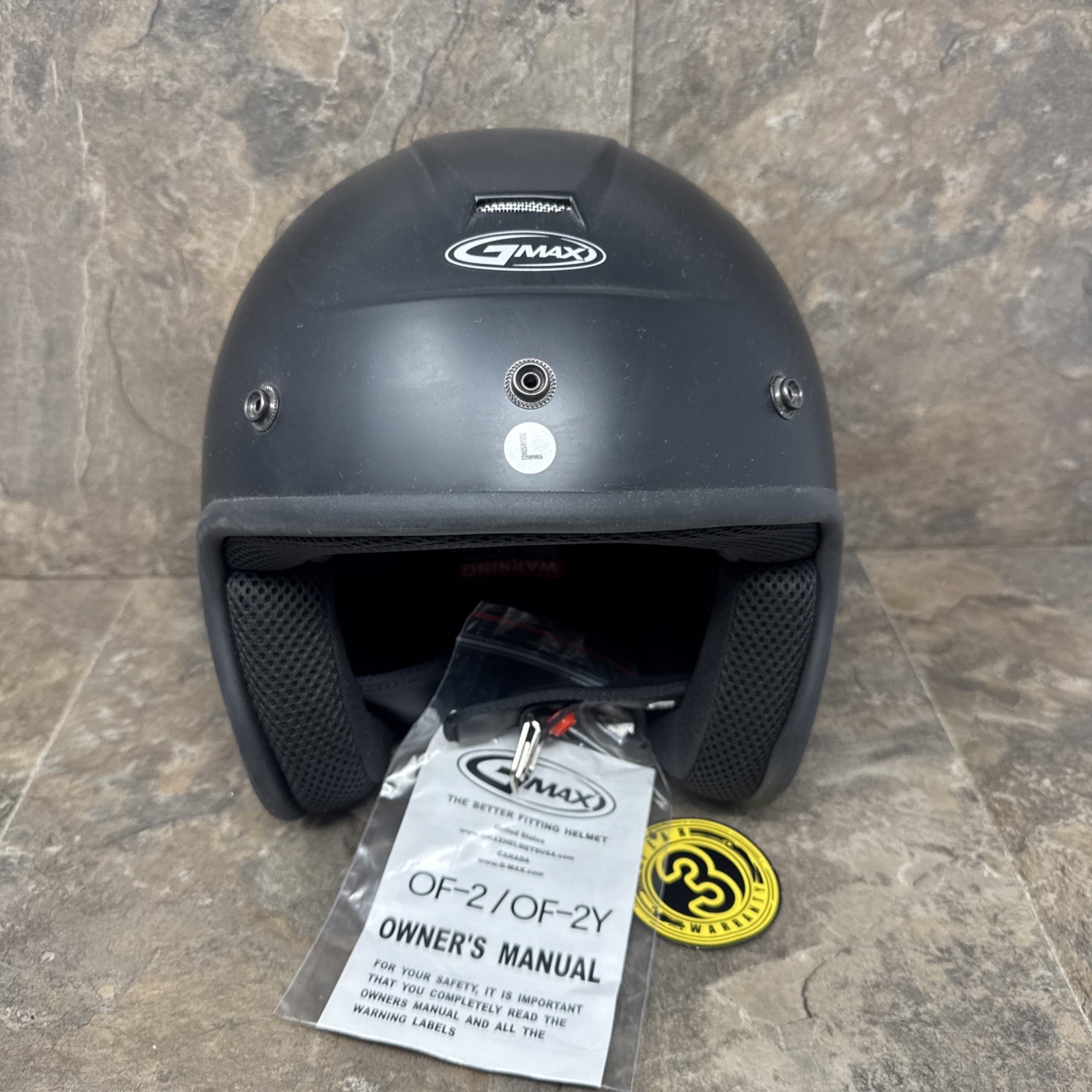 GMAX OF-2 Open-Face Motorcycle Helmet Matte Black L No Visor DOT Certified New