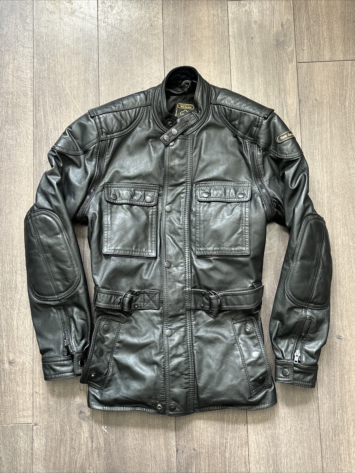 Vintage Hein Gericke DAKAR Cafe Racer Motorcycle Jacket Black Leather Size 36