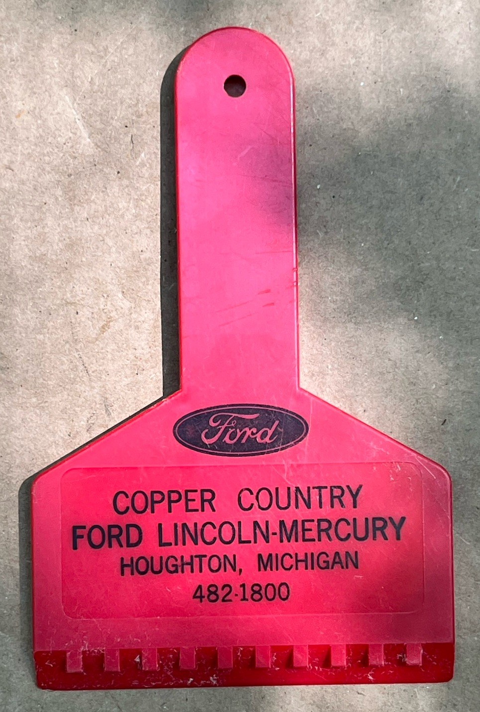 vintage  copper country ford lincoln-mercury ice scraper houghton michigan