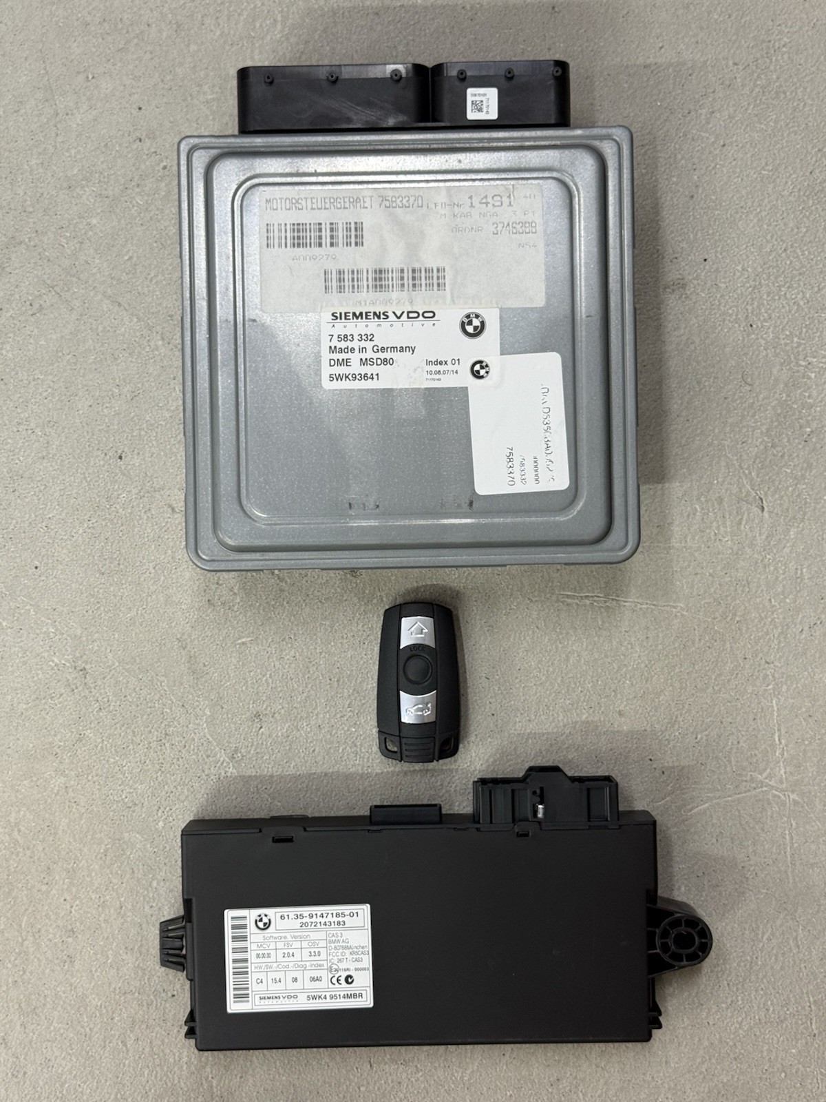 07-10 BMW 535 535xi E60 E61 ECU DME Engine Computer CAS3 Key Set MSD80 7583332 07-10 BMW 535 535xi E60 E61 ECU DME Engine Computer CAS3 Key Set MSD80 7583332