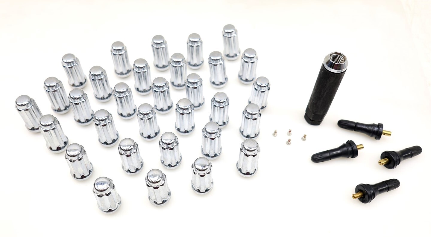 NEW Pro Comp 32-Piece M14×1.5 Spline Lug Nut Kit Chrome w/ Valve Stems PXA16145